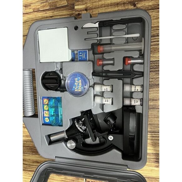 Kids 28 Piece Microscope Set 300X 600X 1200X - Metal w/Slides, Light Unused - Picture 9 of 12